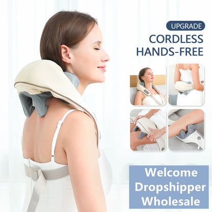 Neck and Back Massager Wireless Neck and Shoulder Kneading Massage Pillow Trapezius Neck Cervical Back Massage Shawl