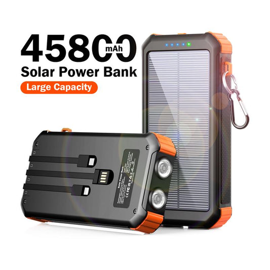 45800Mah Solar Charger Power Bank, Portable Phone Charger with USB C In/Output, 5V3.1A QC 3.0 Fast Charging for Cellphone, External Battery Pack Compatible with Iphone Samsung Google Etc