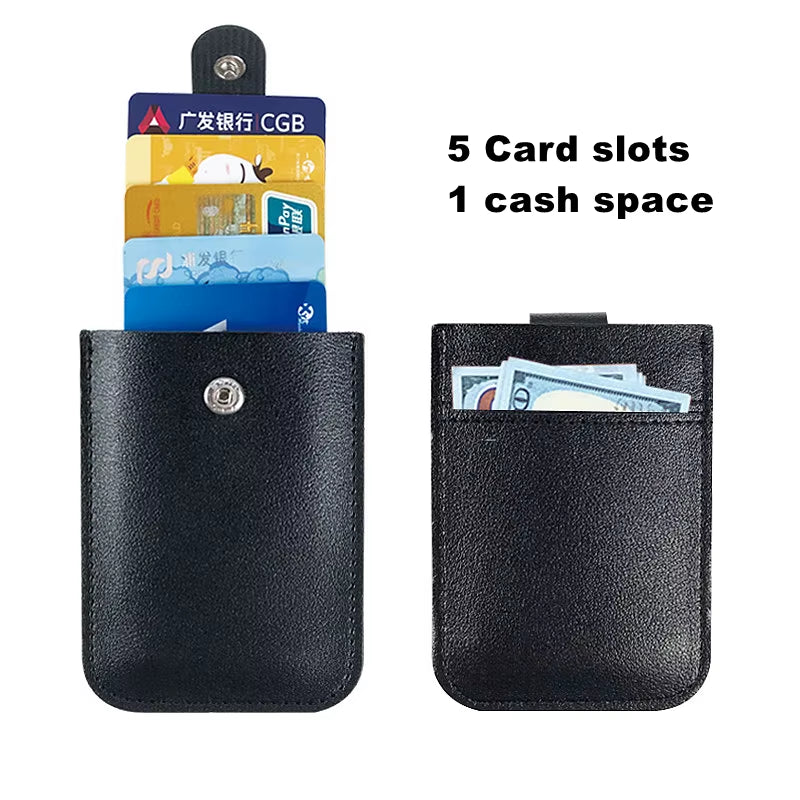 PU Leather Credit Card Holder Bag 5Pcs Slots Men/Women Wallet Bank Leather Wallets with Money Clip Designer Cardholder