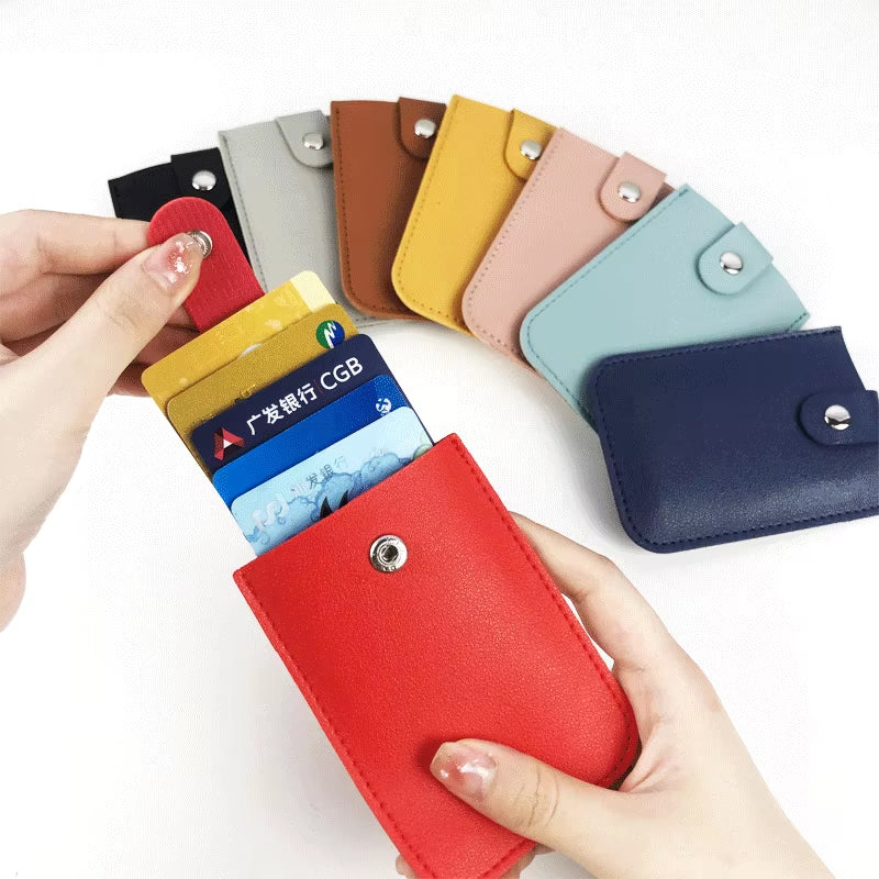 PU Leather Credit Card Holder Bag 5Pcs Slots Men/Women Wallet Bank Leather Wallets with Money Clip Designer Cardholder